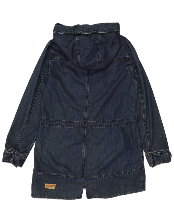 KHUJO Damen-Dufflecoat mit Kapuze, UK 14, mittelmarineblaue Baumwolle