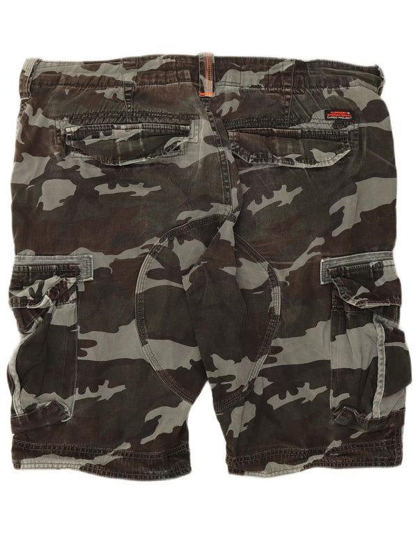 Superdry Herren Cargo-Shorts W38 XL, grüne Camouflage-Baumwolle