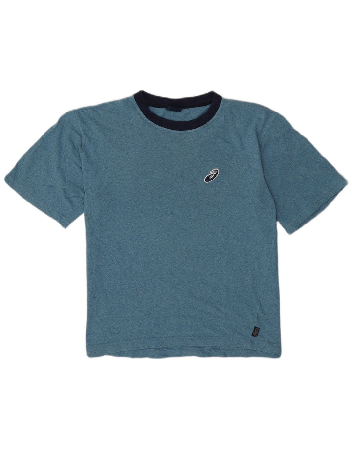 Asics Herren T-Shirt-Oberteil aus mittelblau gefleckter Baumwolle