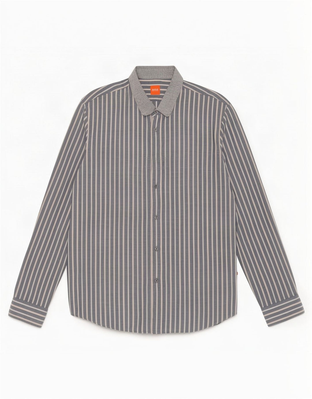 Hugo Boss Herrenhemd XL grau gestreift aus Baumwolle