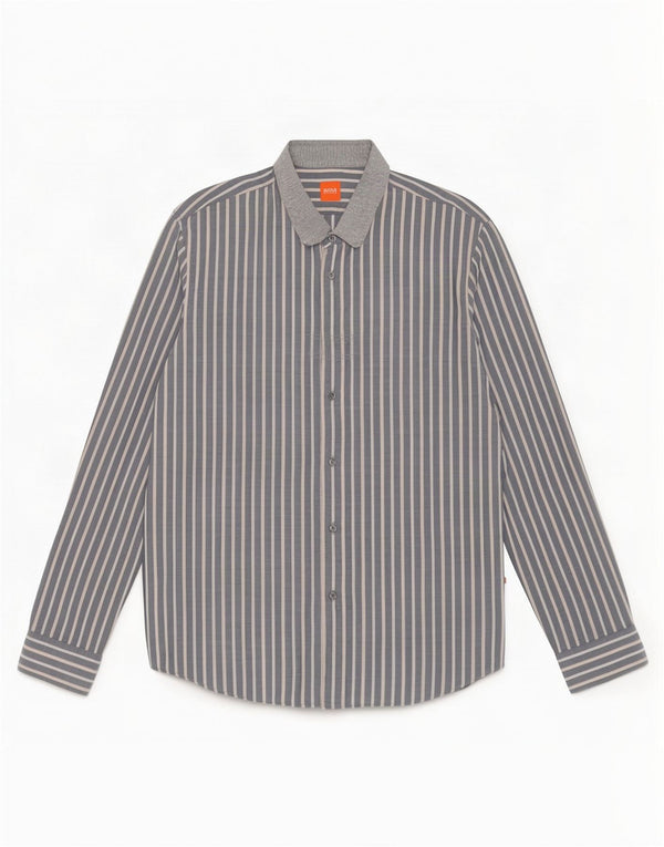 Hugo Boss Mens Shirt XL Grey Striped Cotton