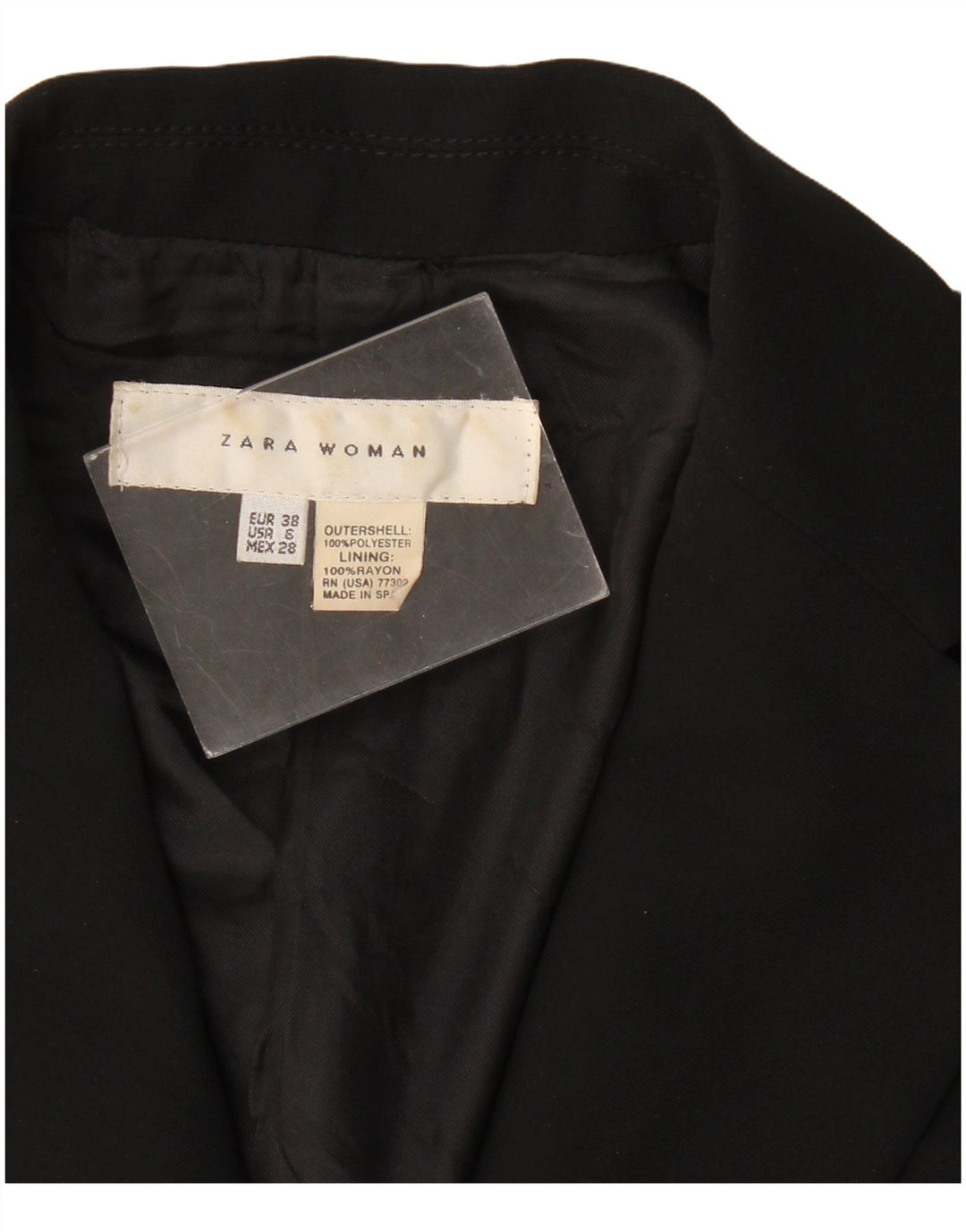 Zara Damen 1-Knopf-Blazerjacke EU 38 Mittelschwarzes Polyester