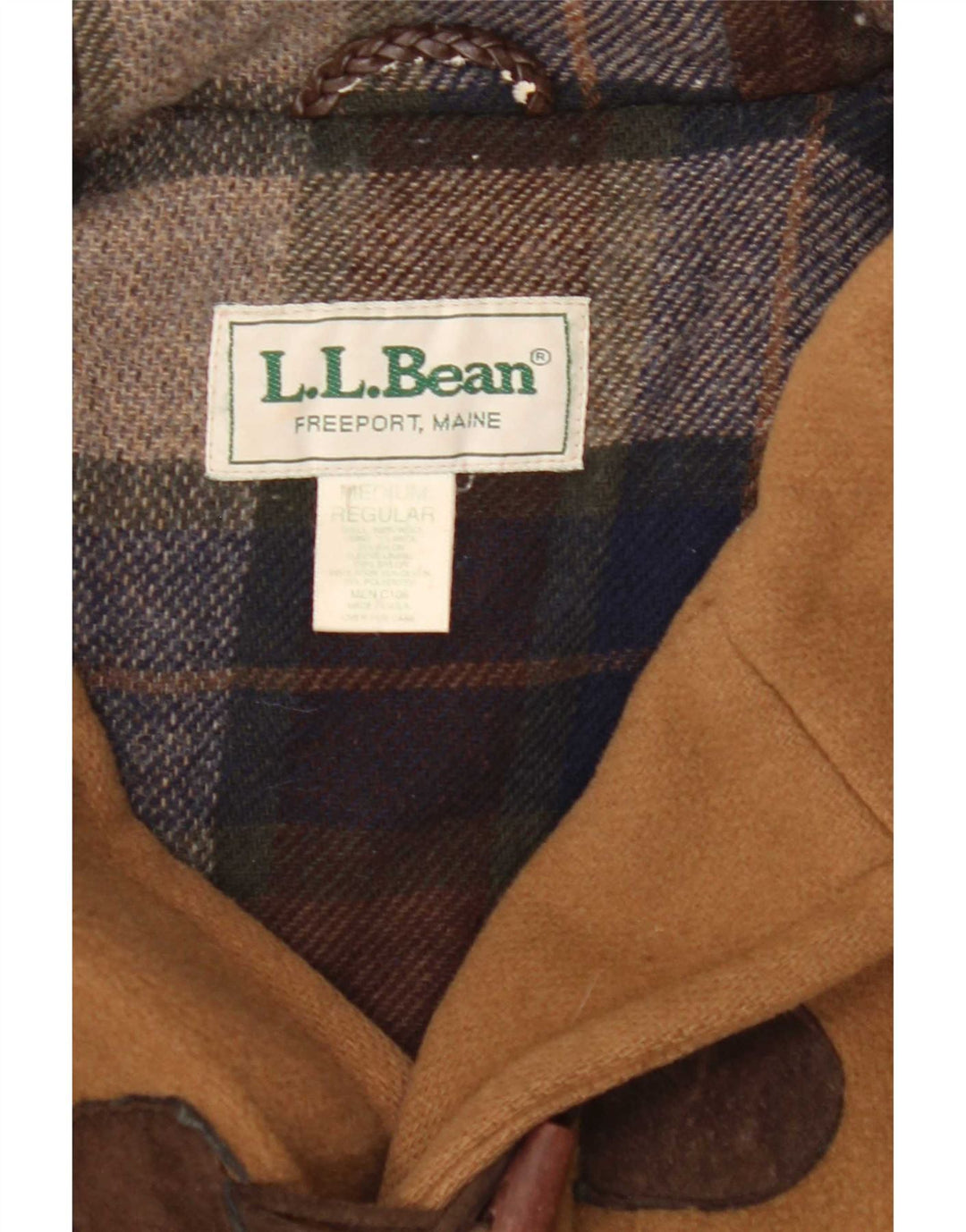 L.L.Bean Herren-Dufflecoat mit Kapuze, UK 38, mittelbeige Wolle