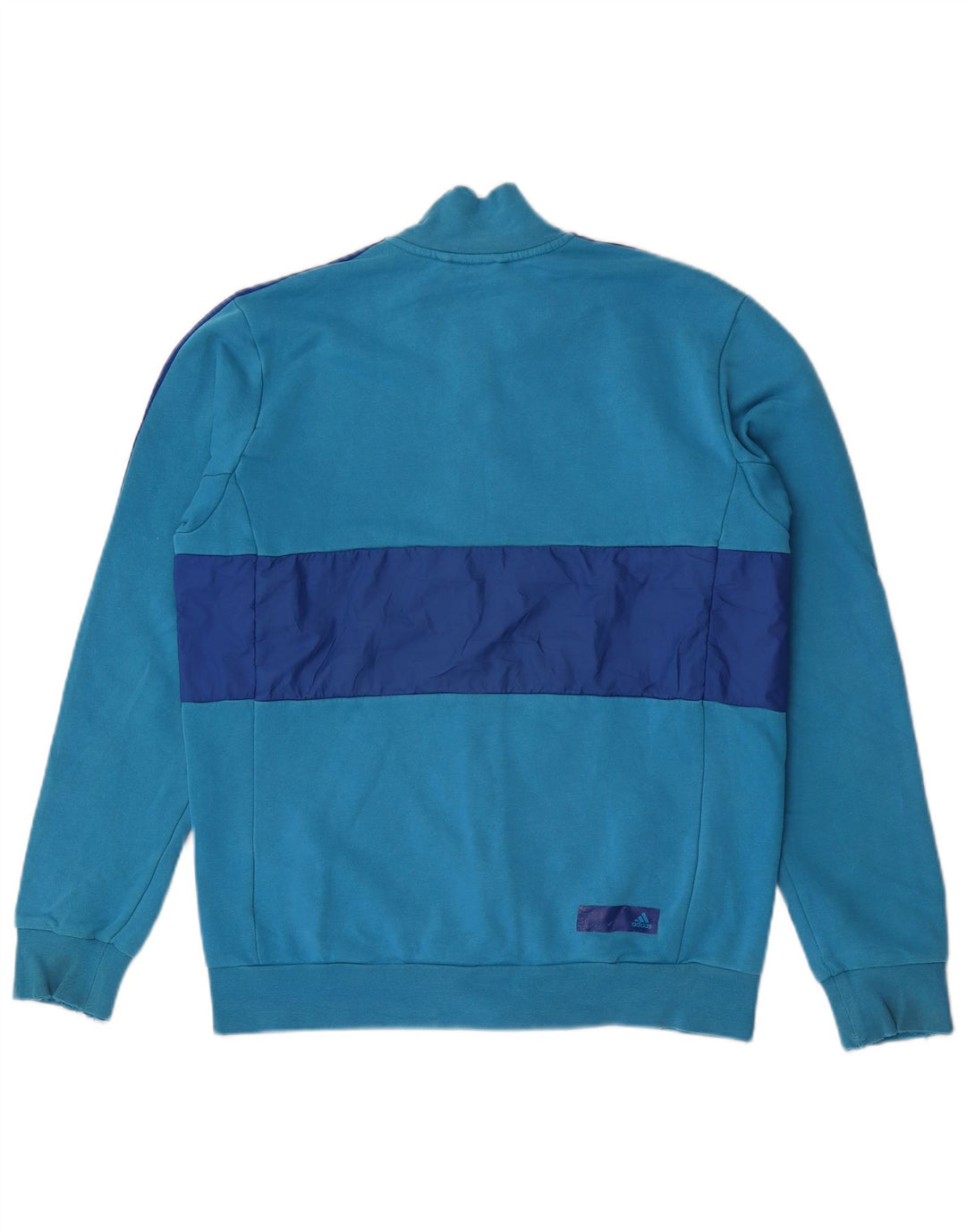 Adidas Herren-Trainingsanzug mit grafischem Oberteil, mittelblaue Farbblock-Baumwolle