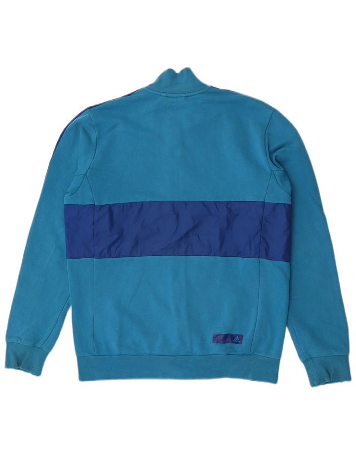 Adidas Herren-Trainingsanzug mit grafischem Oberteil, mittelblaue Farbblock-Baumwolle