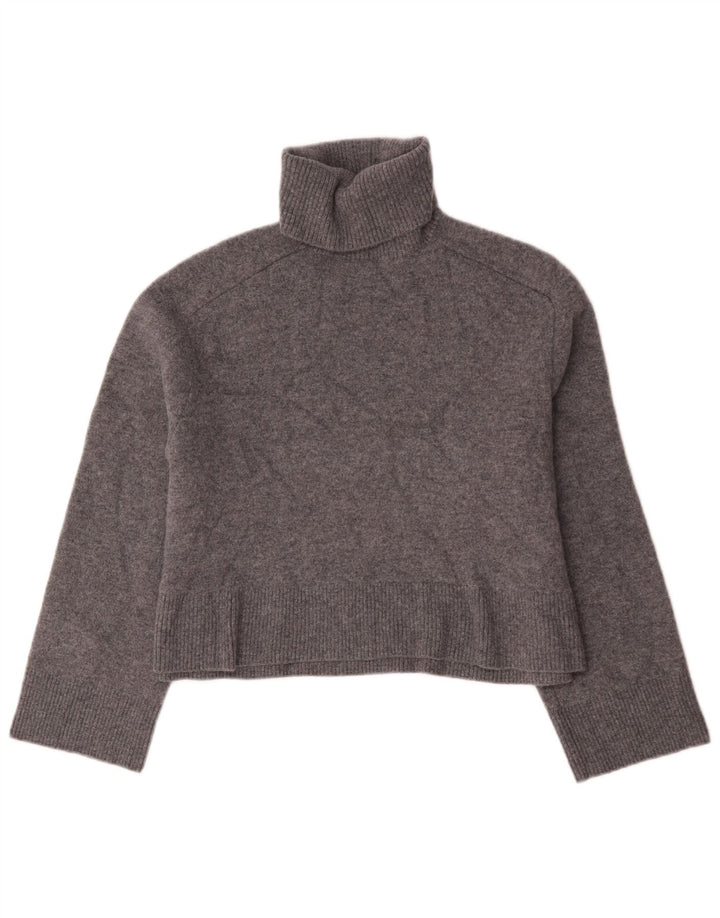 Zara Damen Crop Oversized Rollkragenpullover Pullover UK 10 Small Graue Wolle