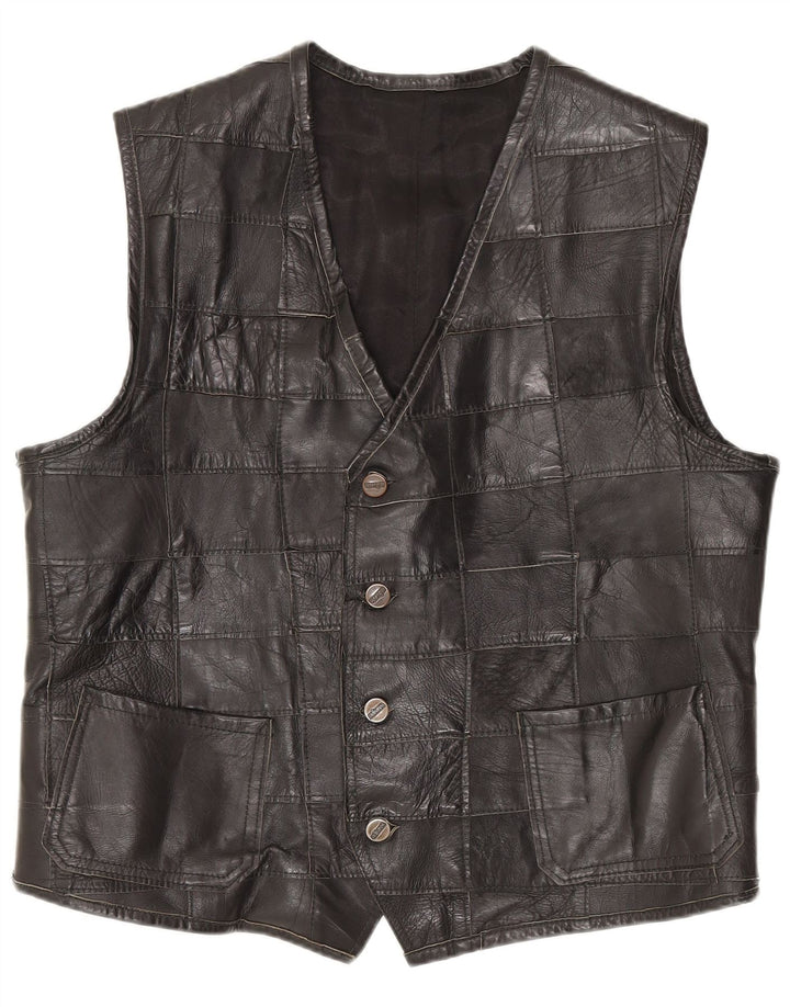Vintage Herren Lederweste Klein Schwarz