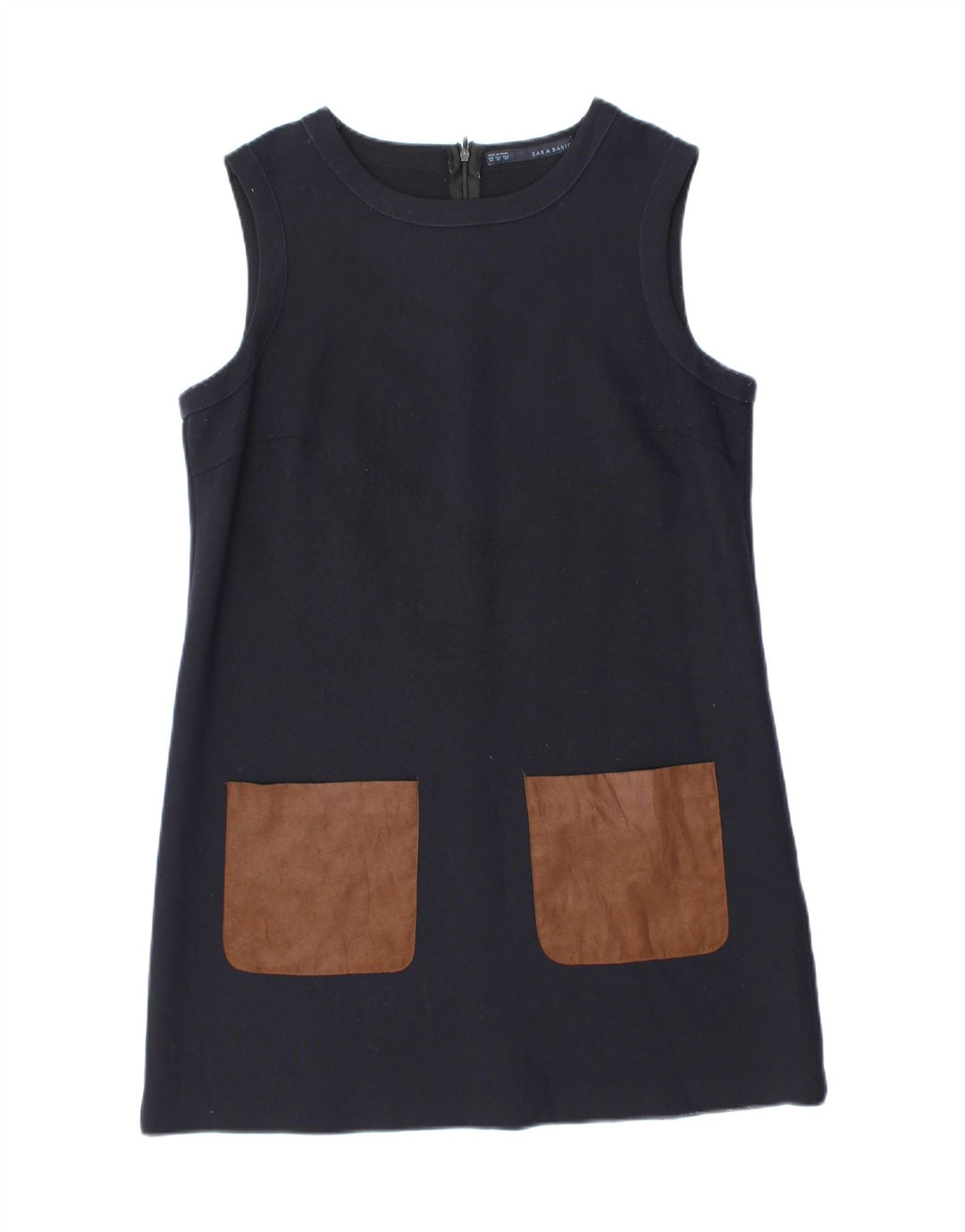 Zara Damen Ärmelloses Etuikleid UK 18 XL Marineblau Polyester