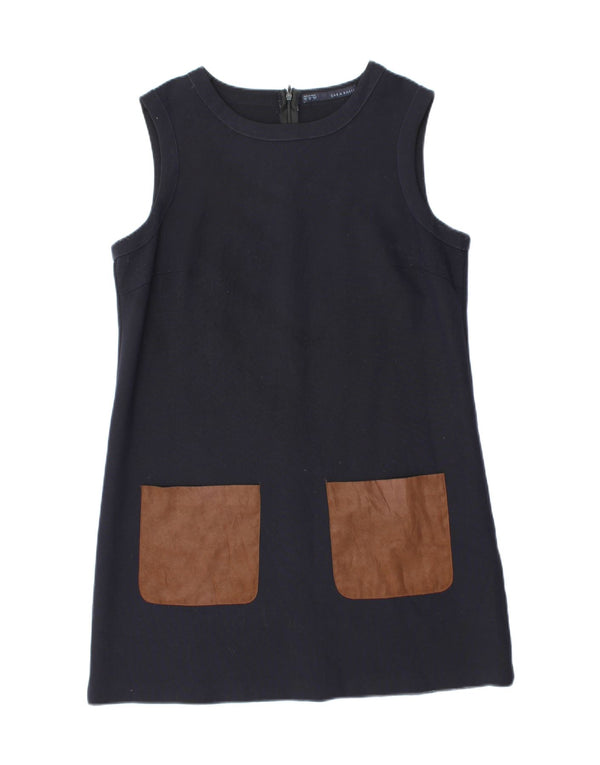 Zara Damen Ärmelloses Etuikleid UK 18 XL Marineblau Polyester