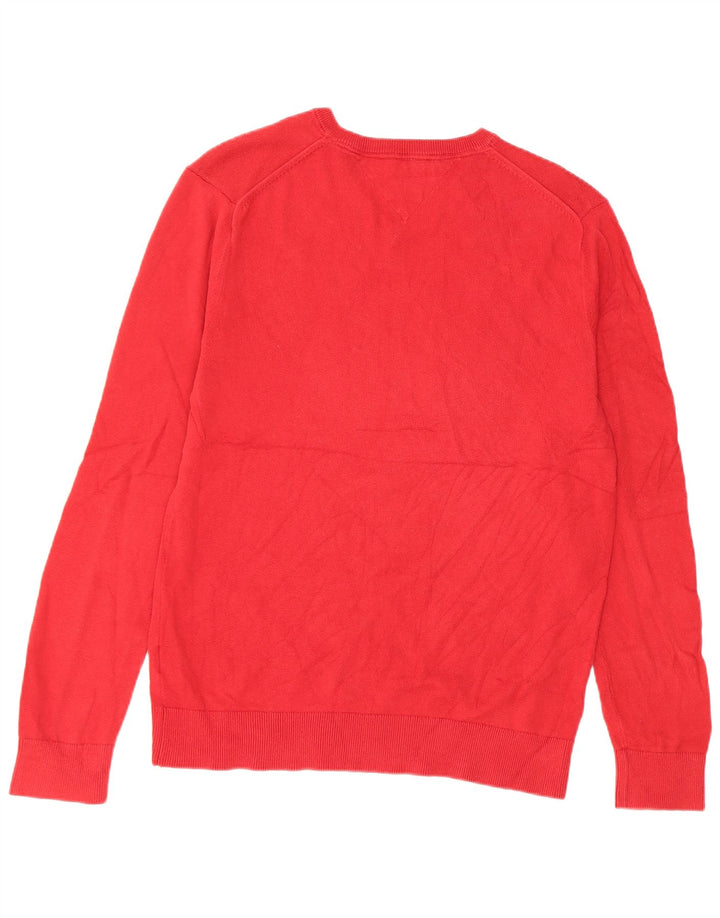 Tommy Hilfiger Herren-Pullover mit V-Ausschnitt, groß, rote Baumwolle