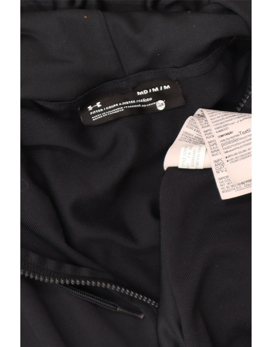 Under Armour Herren-Kapuzenpullover mit tailliertem Reißverschluss, Mittelschwarz, Farbblock