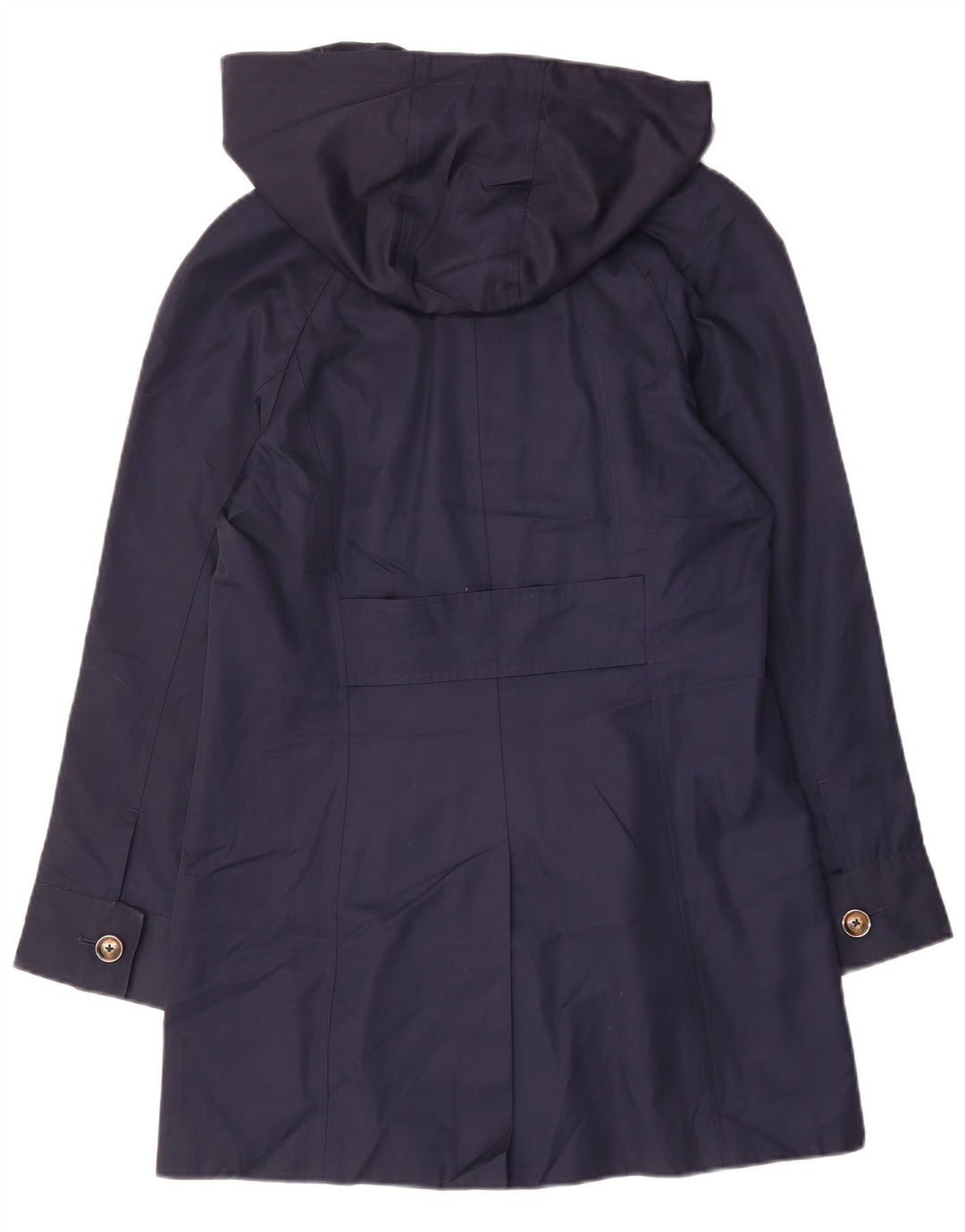 LONDON FOG Damen-Trenchcoat mit Kapuze, UK 14, mittlere marineblaue Baumwolle