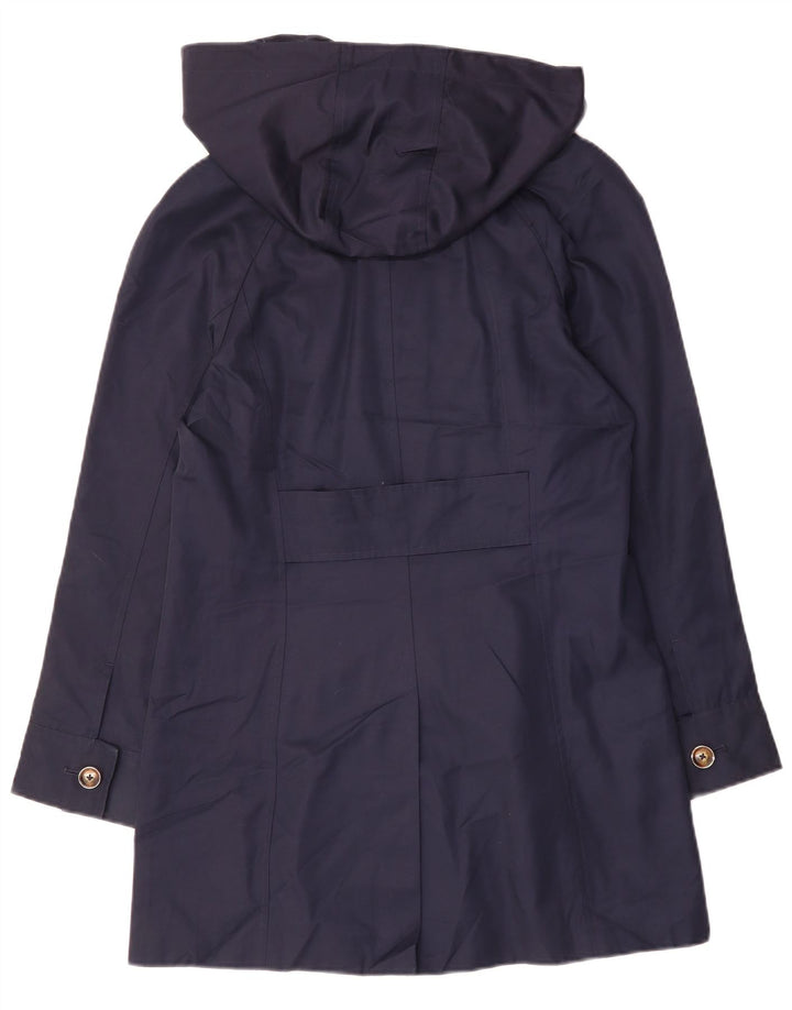 LONDON FOG Damen-Trenchcoat mit Kapuze, UK 14, mittlere marineblaue Baumwolle