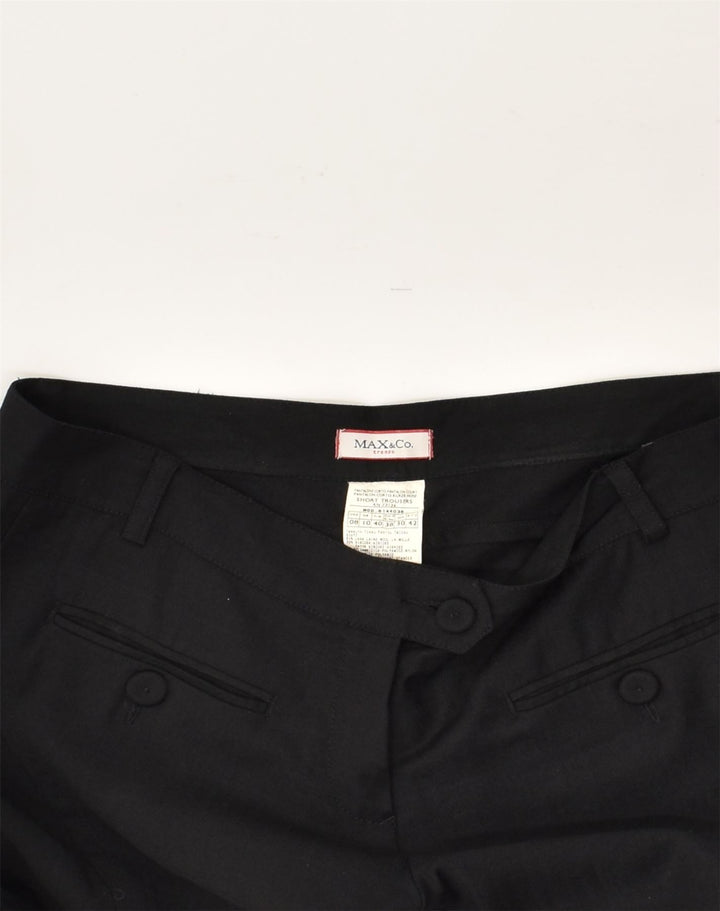 MAX & CO. Womens Chino Shorts UK 10 Small  W32 Black Wool | Vintage Max & Co. | Thrift | Second-Hand Max & Co. | Used Clothing | Messina Hembry 