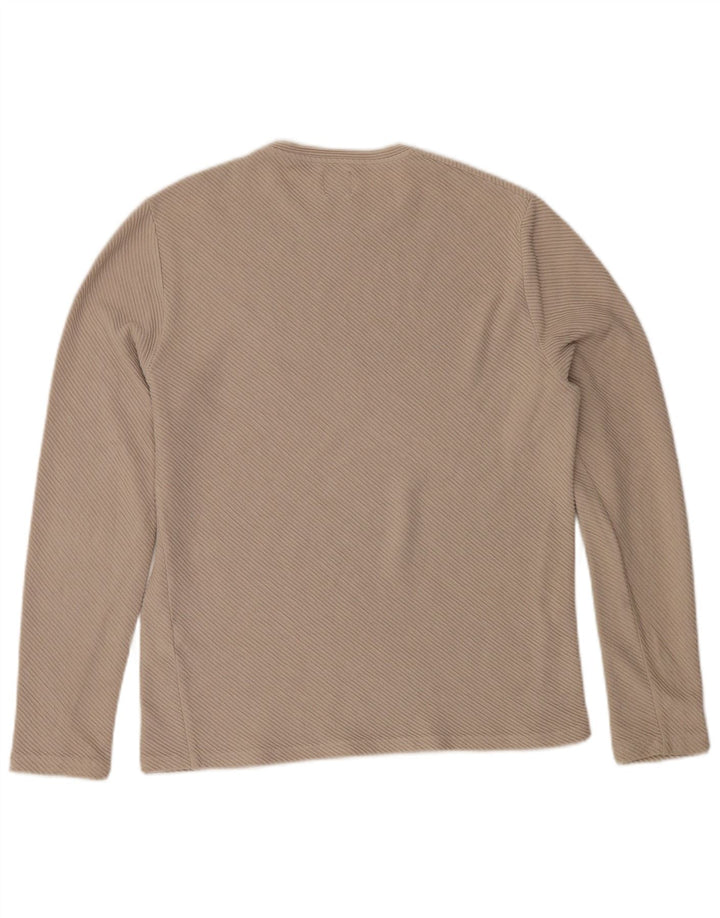 Zara Herren-Oberteil, langärmelig, groß, Beige, Baumwolle
