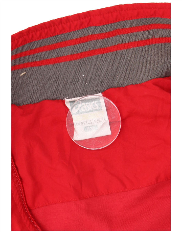 ASICS Herren-Trainingsanzug mit grafischem Oberteil, 2XL, rotes Farbblock-Polyester