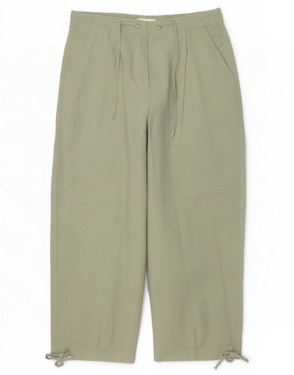 Marks & Spencer Damen-Hose mit hoher Taille, kurz geschnitten, UK 14, Größe L W32 L26, Khaki