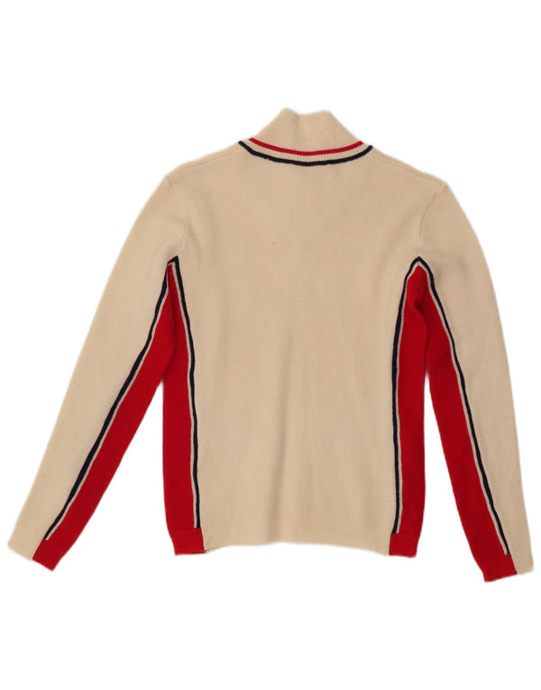 AUSTRALIAN L'ALPINA Womens V-Neck Jumper Sweater UK 12 Medium Off White