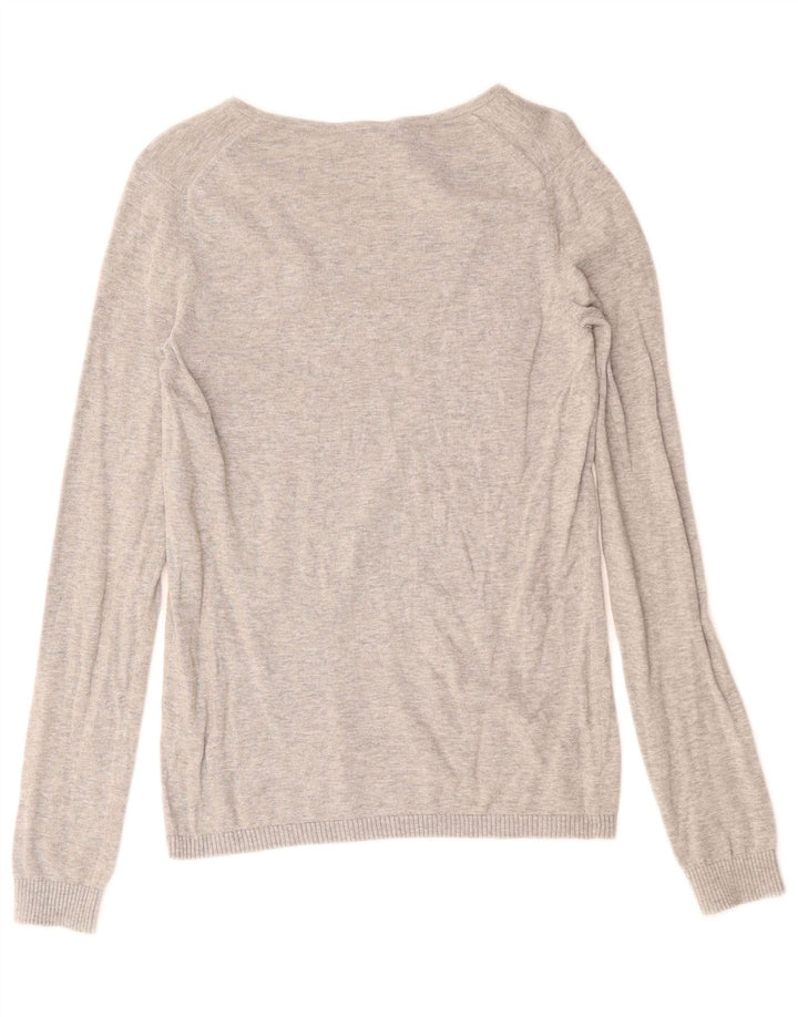 Lacoste Damen-Pullover mit V-Ausschnitt, Größe 36, kleine grau gefleckte Baumwolle