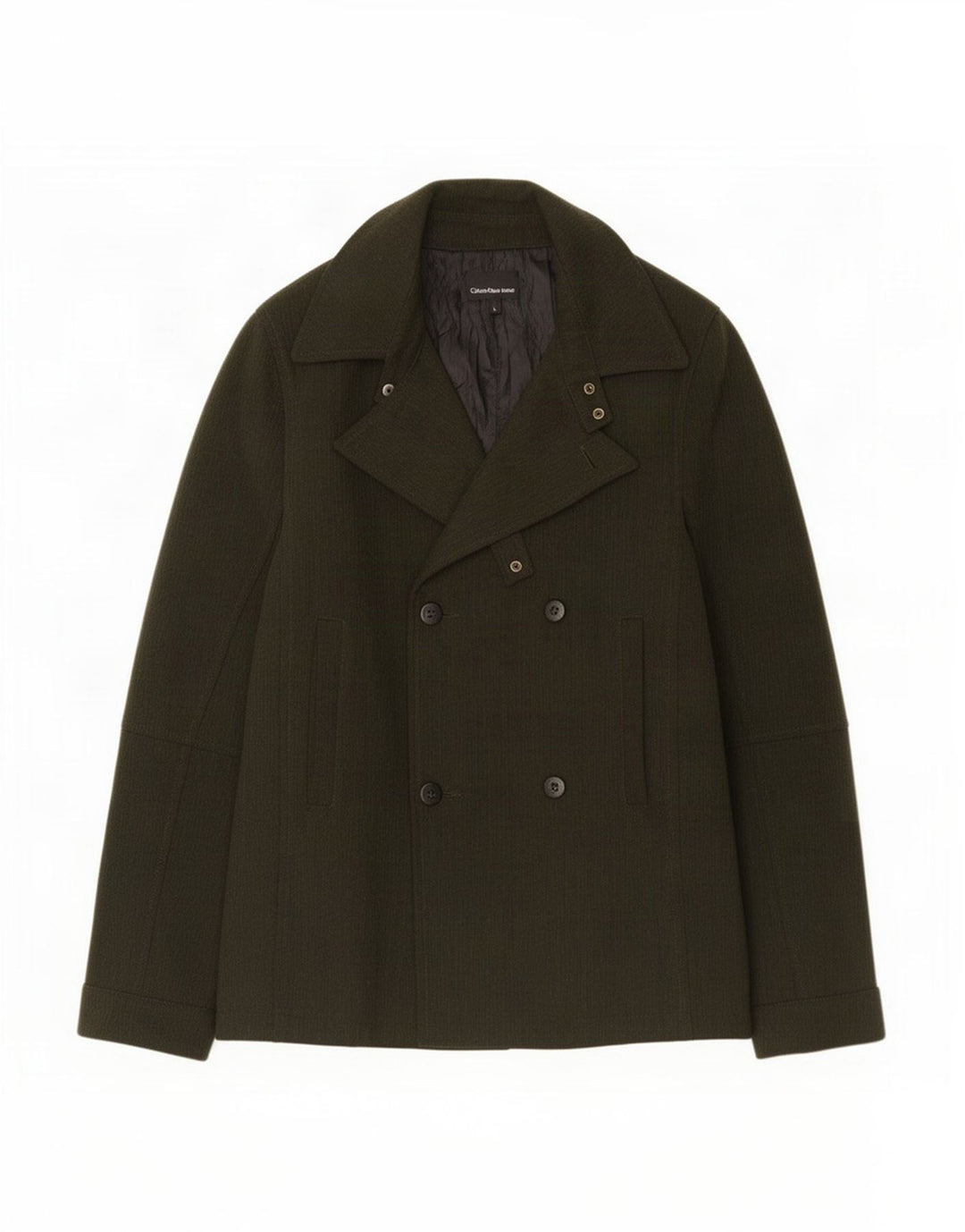 Calvin Klein Jeans Herren Pea Coat UK 40 Large Khaki Polyester