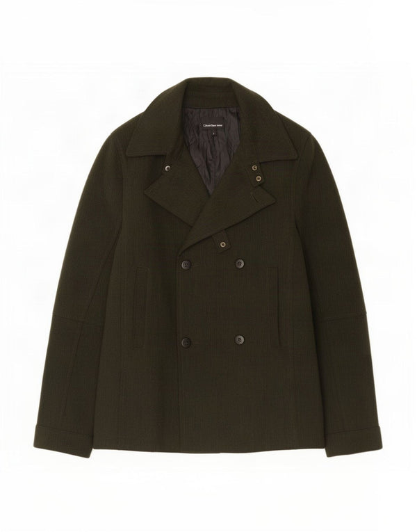 Calvin Klein Jeans Herren Pea Coat UK 40 Large Khaki Polyester