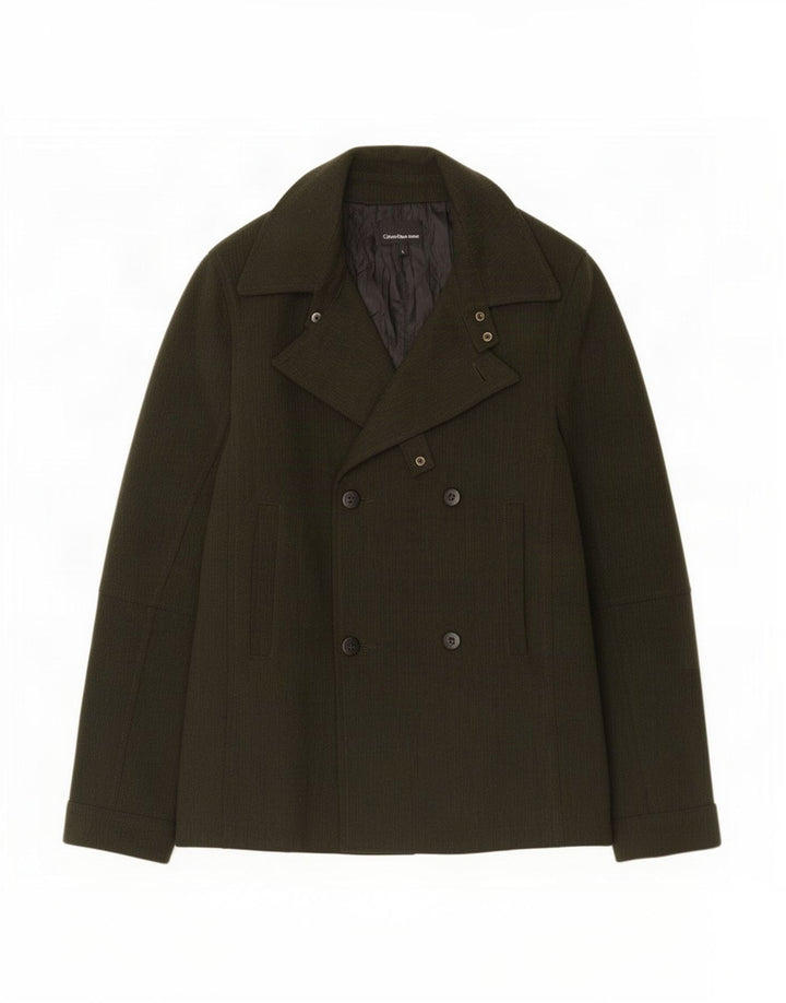 Calvin Klein Jeans Herren Pea Coat UK 40 Large Khaki Polyester