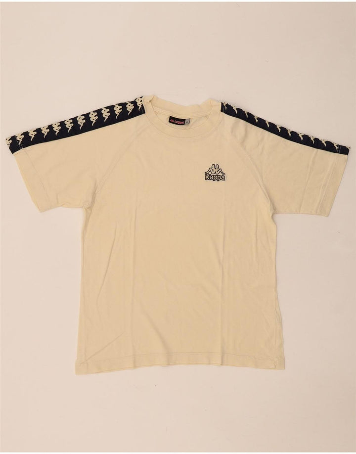 KAPPA Herren-T-Shirt mit Grafik, Größe S, Beige, Colourblock-Baumwolle