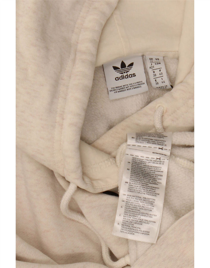 ADIDAS Damen Kapuzenpullover UK 12 Mittelgraue Baumwolle