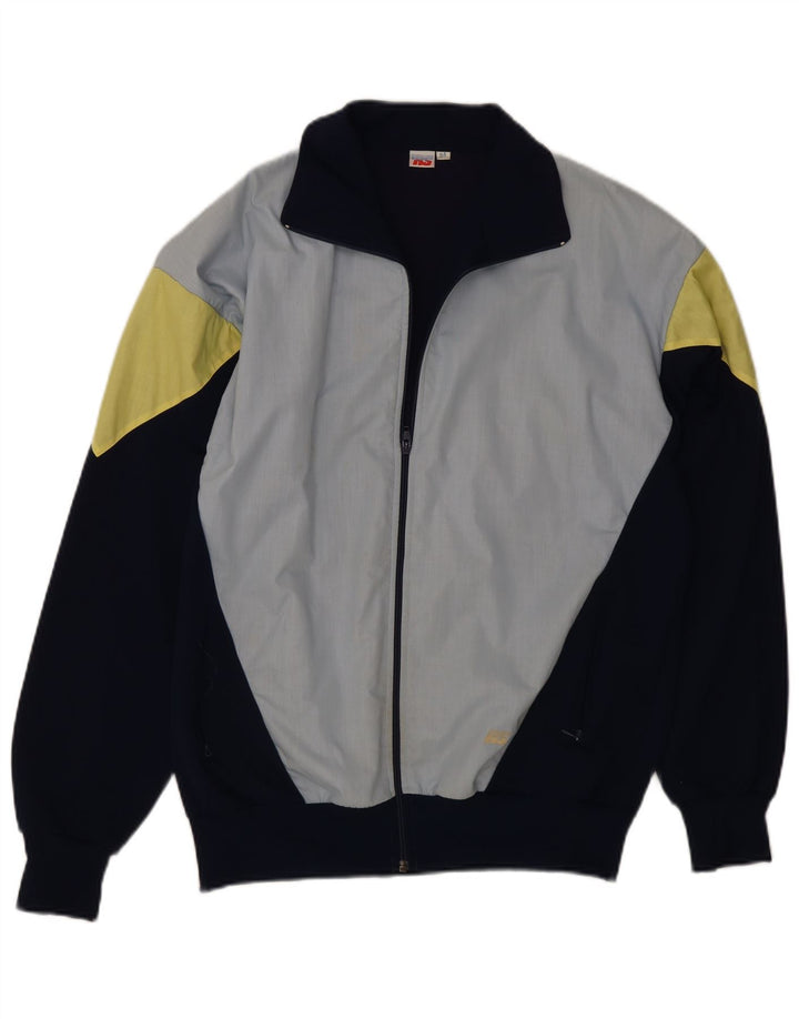 Vintage Herren Trainingsanzug Top Jacke IT 54 XL Marineblau Farbblock