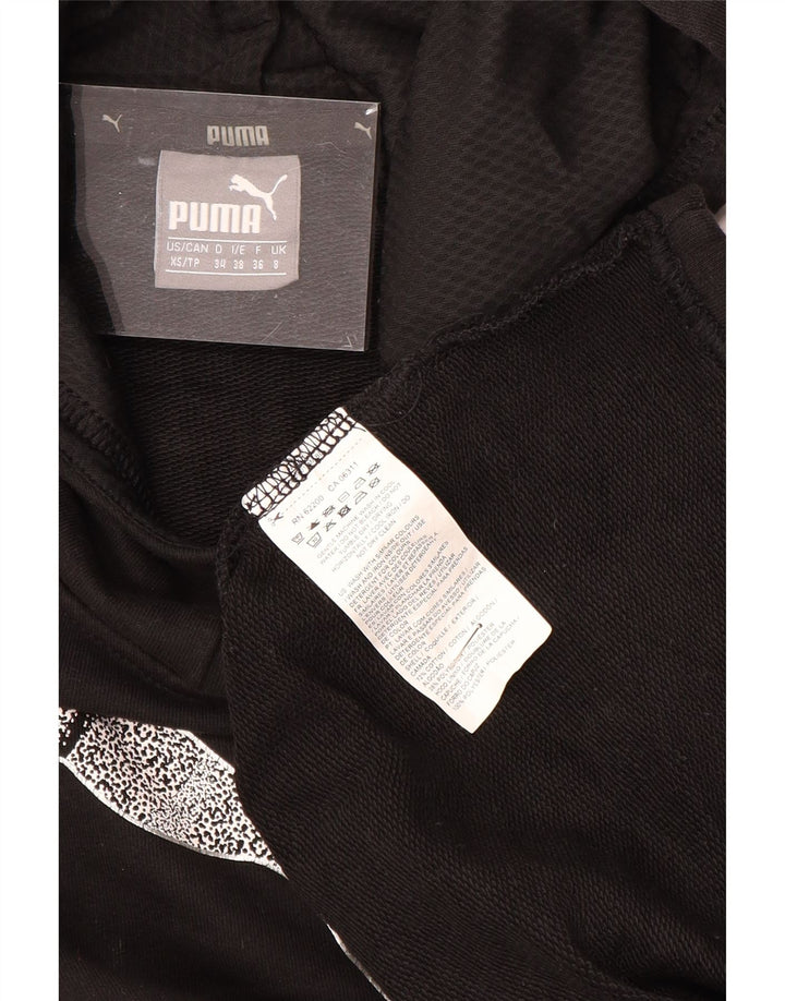 PUMA Damen Graphic Hoodie Pullover UK 8 Small Schwarz Polyester