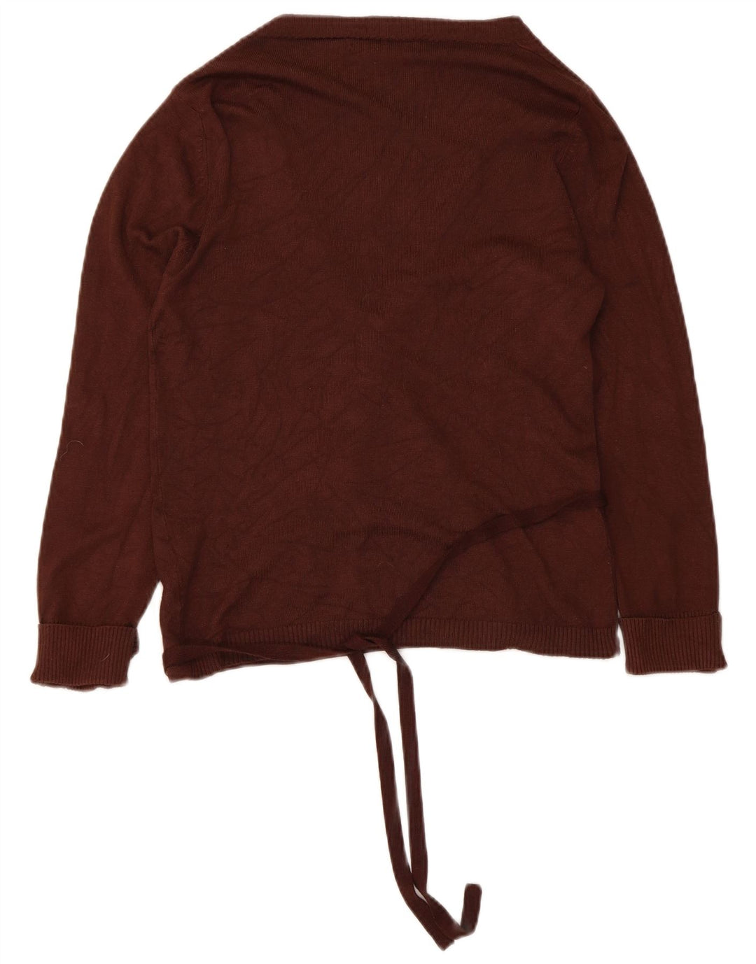Zara Damen Wickel-Cardigan-Pullover UK 12 Mittelbrauner Rayon