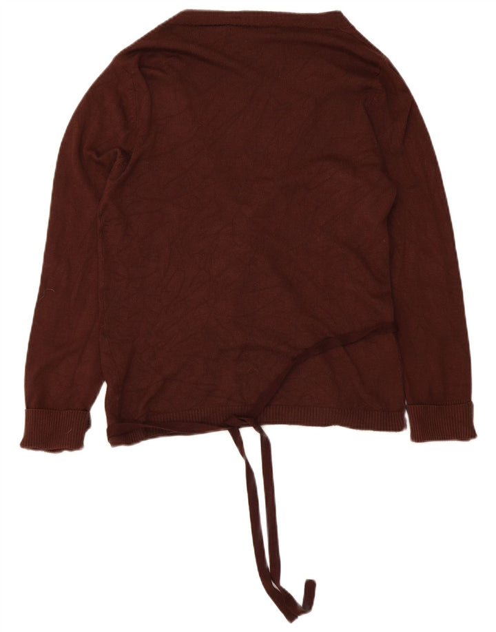 Zara Damen Wickel-Cardigan-Pullover UK 12 Mittelbrauner Rayon