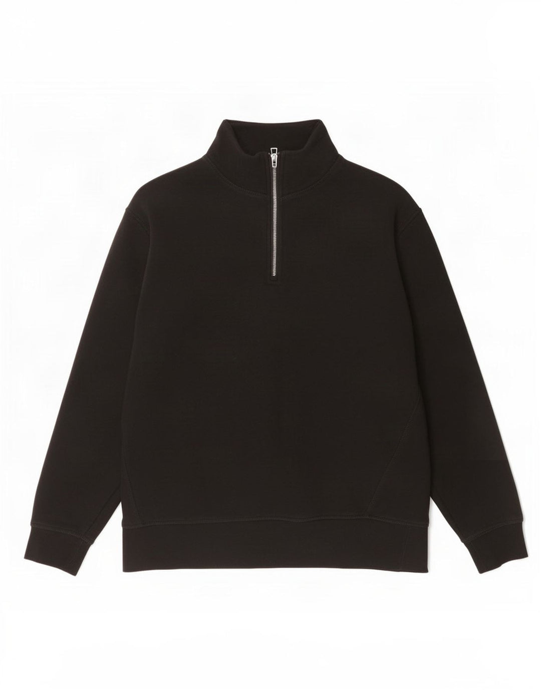 Zara Herren-Sweatshirt mit Reißverschluss am Hals, groß, aus schwarzer Baumwolle