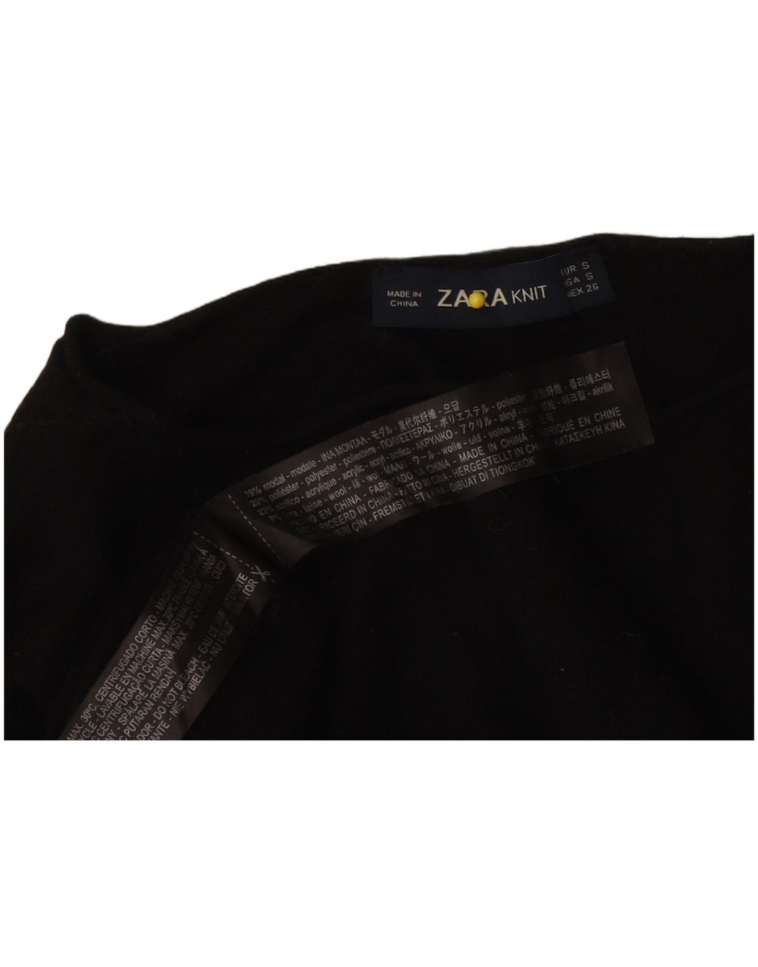 Zara Damen Top Langarm UK 10 Small Schwarz Modal