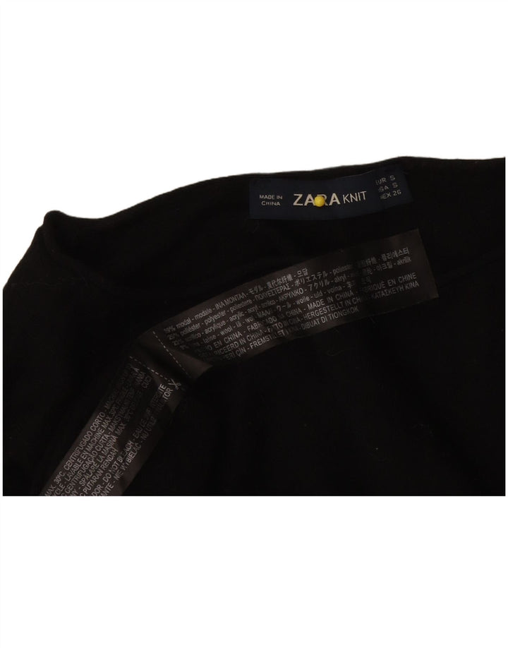 Zara Damen Top Langarm UK 10 Small Schwarz Modal