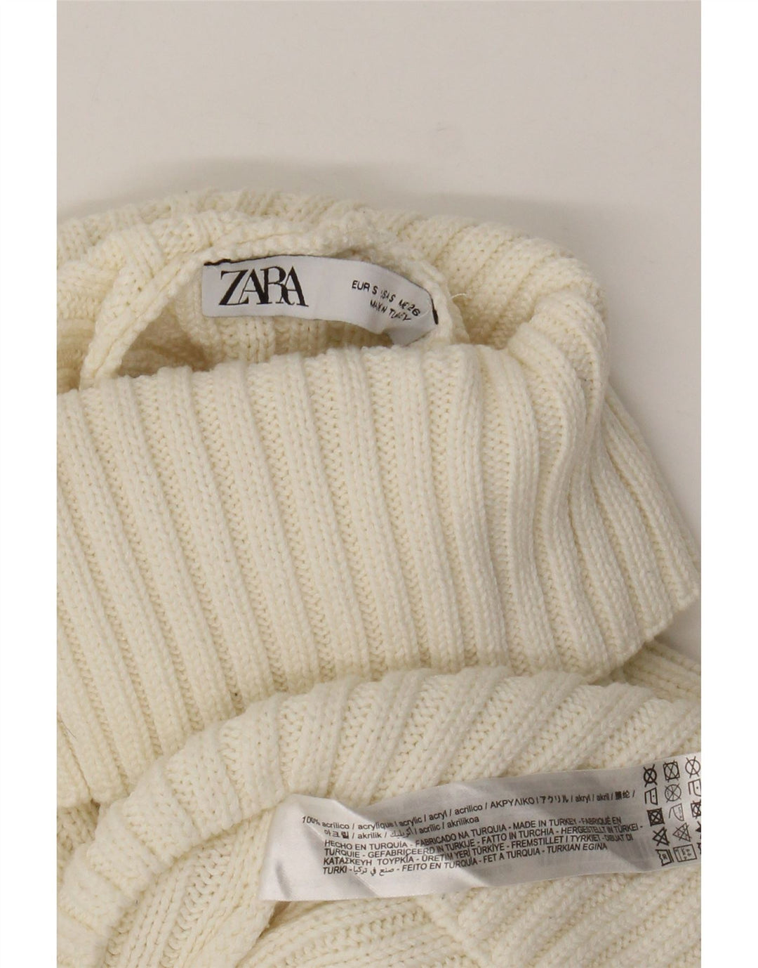 Zara Damen Crop Oversized Rollkragenpullover Pullover UK 10 Small Weiß