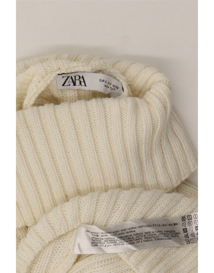 Zara Damen Crop Oversized Rollkragenpullover Pullover UK 10 Small Weiß