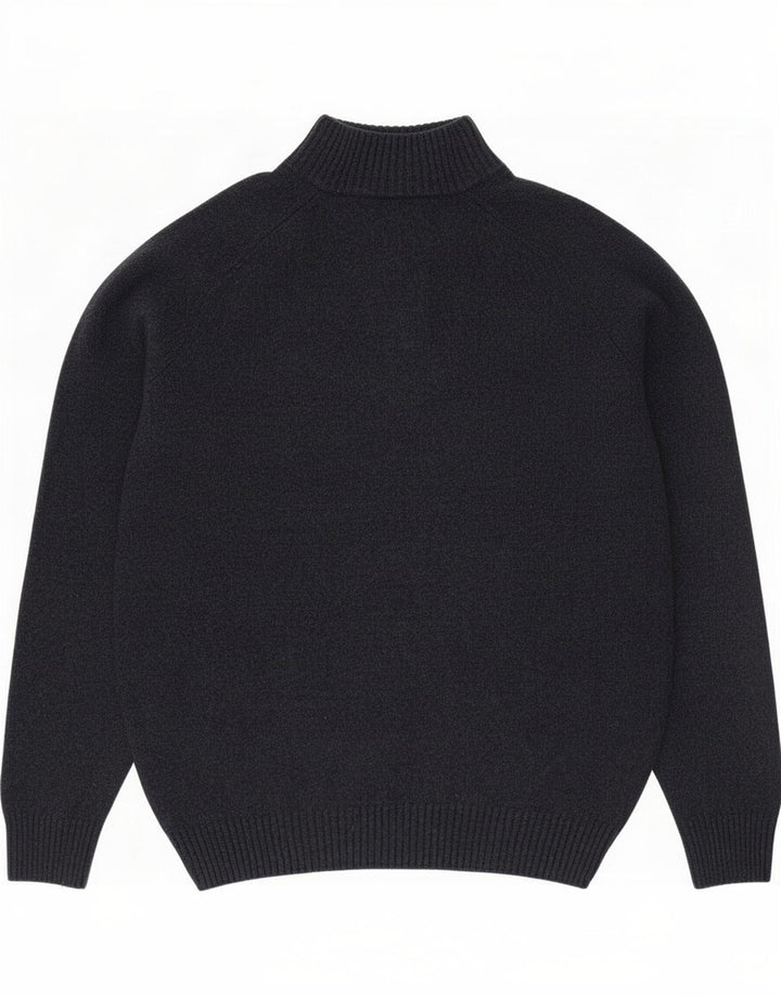 Lyle & Scott Herren-Pullover mit Knopfkragen, groß, marineblaue Lammwolle