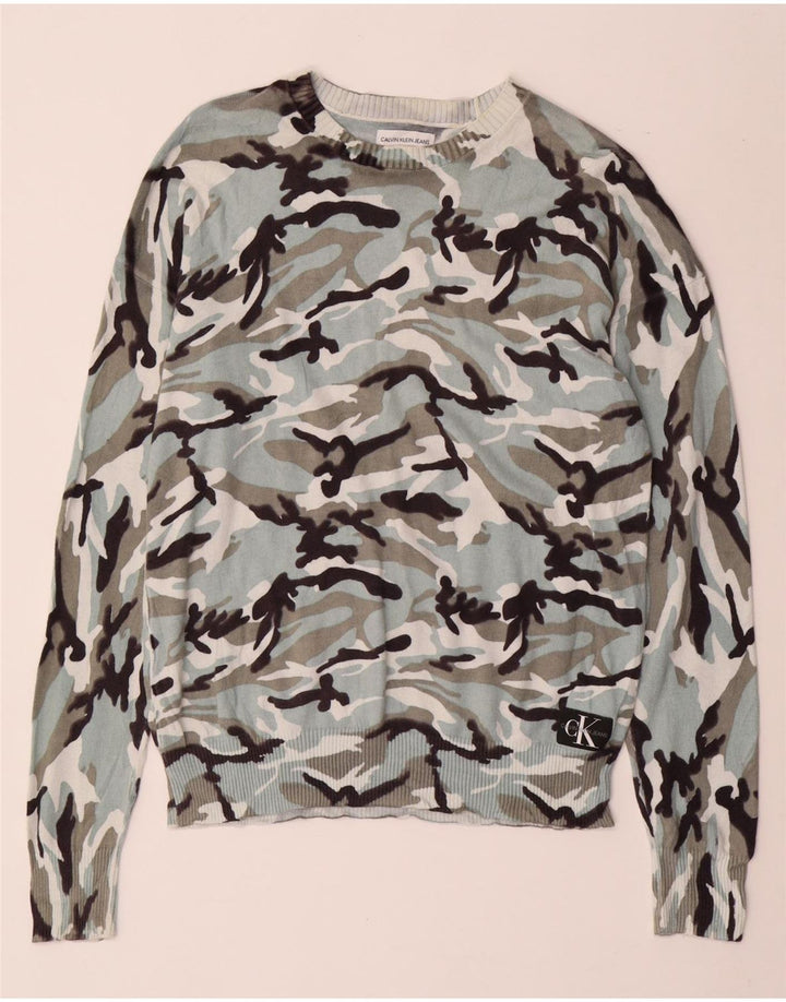 CALVIN KLEIN JEANS Damen Pullover mit U-Boot-Ausschnitt, UK 14, Mittelblau