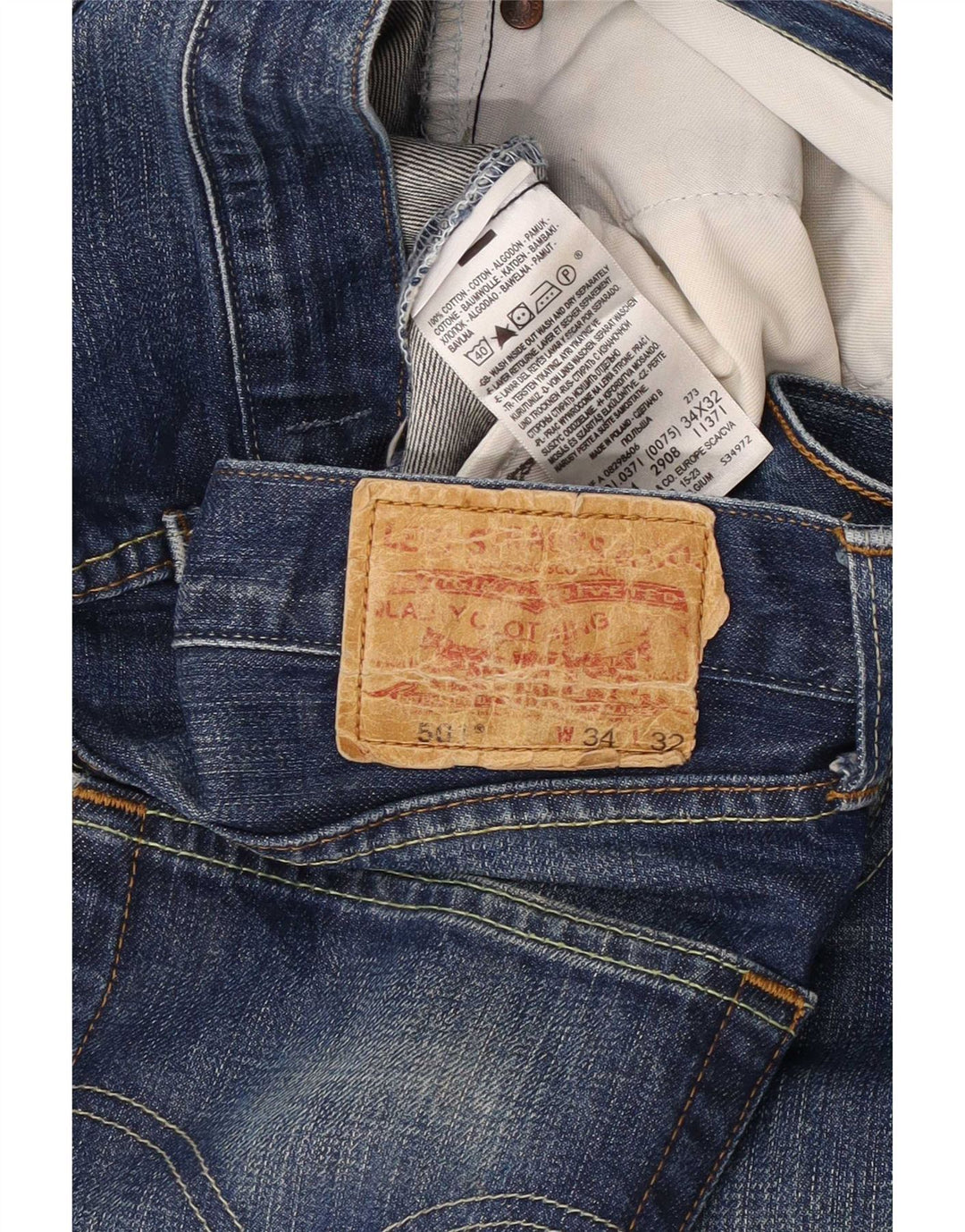 Levi's Herren 501 Straight Jeans W34 L32 Blaue Baumwolle