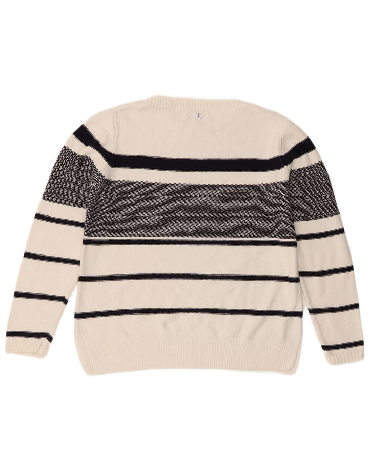 Barbour Damen-Pullover, übergroß, U-Boot-Ausschnitt, Gr. 10, klein, weiß gestreift