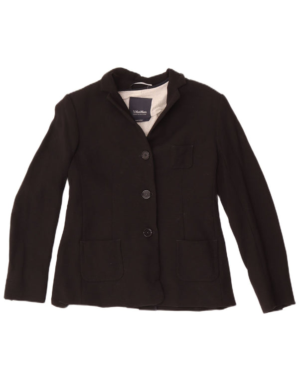Max Mara Womens 3 Button Blazer Jacket UK 4 XS Black