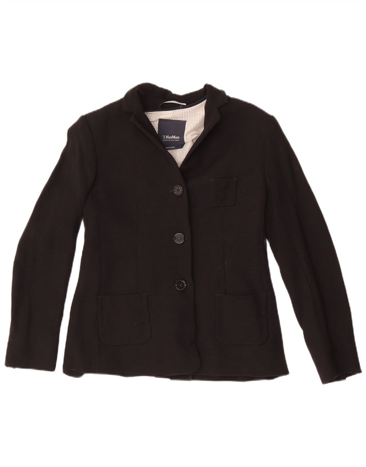 Max Mara Damen 3-Knopf-Blazerjacke UK 4 XS Schwarz