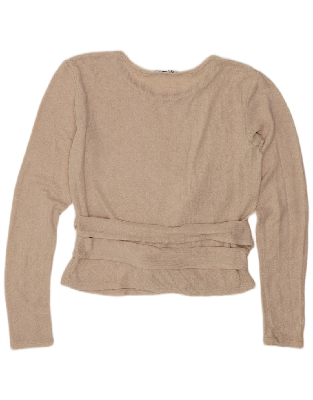 Zara Damen Crop Top Langarm UK 14 Medium Beige