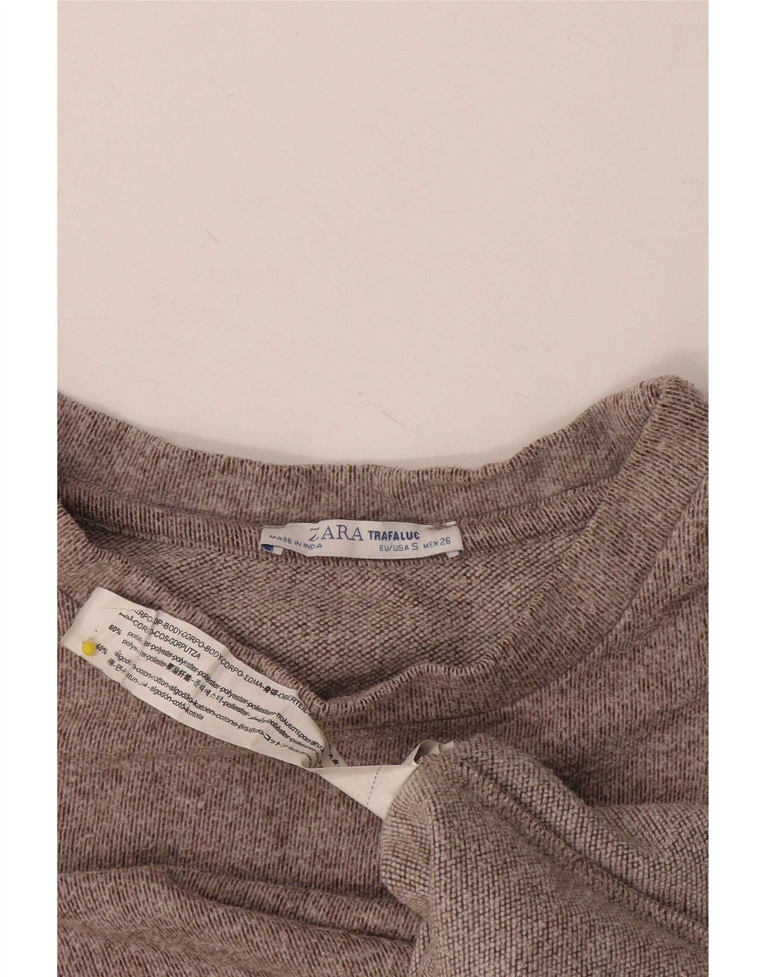 Zara Damen Trafaluc Übergroßes Top Langarm UK 10 Small Brown Flecked