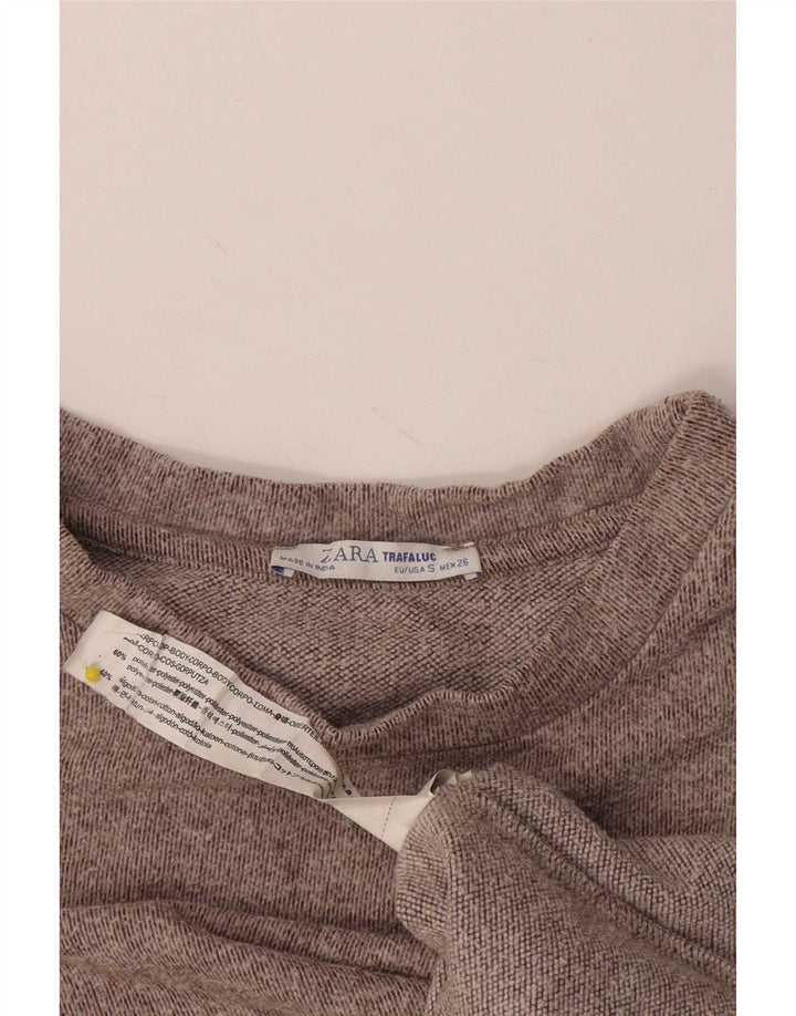 Zara Damen Trafaluc Übergroßes Top Langarm UK 10 Small Brown Flecked