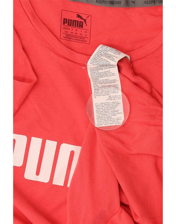 Puma Damen Grafik T-Shirt Top UK 14 Mittelrosa Baumwolle