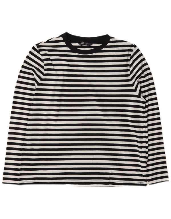 Marks & Spencer Damen Top Langarm UK 12 Mittelweiß gestreift nautisch