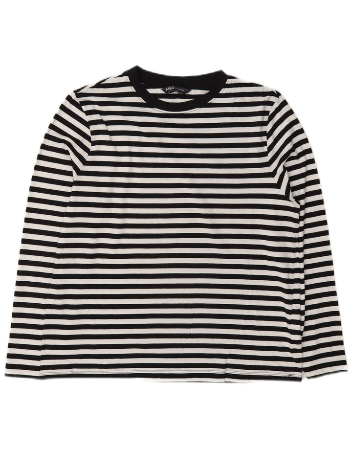 Marks & Spencer Damen Top Langarm UK 12 Mittelweiß gestreift nautisch