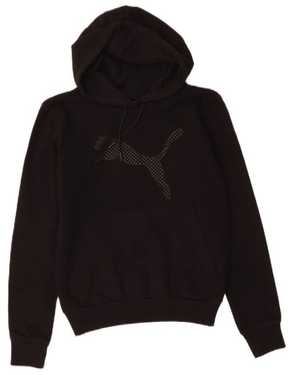 Puma Womens Graphic Hoodie Pullover UK 10 Small Schwarz Baumwolle